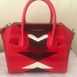 Givenchy Antigona Red Calf Hair Shoulder Bag